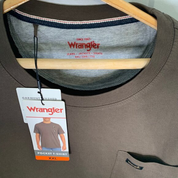 Wrangler Men's Brown Short Sleeve Classic Fit Pocket Tee T-Shirt Size XXL NWT - Picture 3 of 7